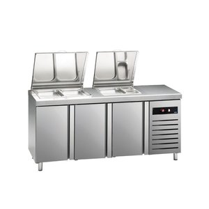 Asber Tripple Doors Pizza Prep Table, 428 L, Side-Mounted Compressor Asber Tripple Doors Pizza Prep Table, 428 L, Side-Mounted Compressor