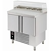 Asber 2-doors Salad Prep Table 5x 1/6 GN with Glass Top Unit and Granite Tabletop, 177 L, -2°C to 8°C, Bottom-Mounted Compressor