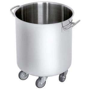 Contacto 50 L Round Stainless Steel Wheelie Bins, Without Lid, 50 L