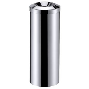 Contacto Round Stainless Steel Waste Paper Bin, Lid with Hole