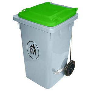 Contacto 100 L Grey Polyethylene Wheelie Bins, Lift Lid, 100 L