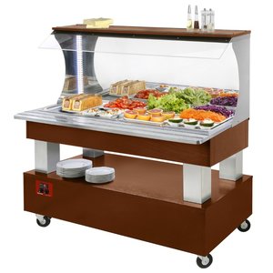 Diamond Buffet - Wall refrigerated salad bar, 4x GN1/1-150 (Mahogany wood)