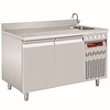 Diamond Double Door Refrigerated Table 260 L, from -2 °C to 8 °C, Side-Mounted Compressor, Ventilated