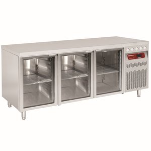 Diamond Tripple Door Refrigerated Table 405 L, from -2 °C to 8 °C, Side-Mounted Compressor, Ventilated Diamond Tripple Door Refrigerated Table 405 L, from -2 °C to 8 °C, Side-Mounted Compressor, Ventilated
