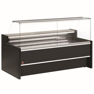 Diamond Ventilated refrigerated counter display with straight glass panel 90° with storage- BLACK
