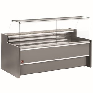 Diamond Ventilated refrigerated counter display with straight glass panel 90° with storeroom - GREY