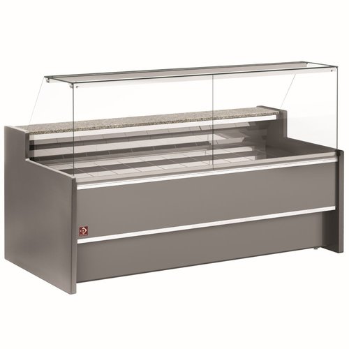 Diamond Ventilated refrigerated counter display with straight glass panel 90° with storeroom - GREY Diamond Ventilated refrigerated counter display with straight glass panel 90° with storeroom - GREY