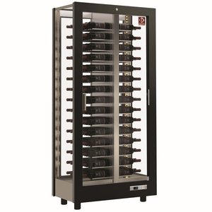 Diamond Chłodziarka na wino 2-drzwiowa, przelotowa, 530 L, 120 butelek, od 4 °C do 16 °C, drzwi suwane, 15 półek, srebrna Diamond Chłodziarka na wino 2-drzwiowa, przelotowa, 530 L, 120 butelek, od 4 °C do 16 °C, drzwi suwane, 15 półek, srebrna