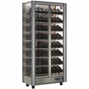 Diamond 2-Doors Wine Cooler 530 L, 112 Bottles, Modulable, from 4 °C to 16 °C, Sliding Doors, 8 Shelves, Silver Diamond 2-Doors Wine Cooler 530 L, 112 Bottles, Modulable, from 4 °C to 16 °C, Sliding Doors, 8 Shelves, Silver