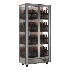 Diamond 2-Doors Wine Cooler 530 L, 128 Bottles, Modulable, from 4 °C to 16 °C, Sliding Doors, 4 Shelves, Silver Diamond 2-Doors Wine Cooler 530 L, 128 Bottles, Modulable, from 4 °C to 16 °C, Sliding Doors, 4 Shelves, Silver