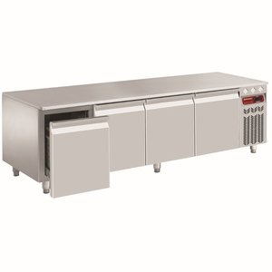 Diamond Refrigerated Table with 4 Drawers, GN 1/1, from -2 °C to 8 °C, Side-Mounted Compressor