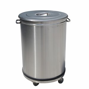 Diamond 95 L Round Stainless Steel Wheelie Bins, Lift Lid