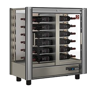 Diamond Countertop 2-Doors Wine Cooler 216 L, 48 Bottlesm Modulable, from 4 °C to 16 °C, Sliding Doors, 6 Shelves, Silver