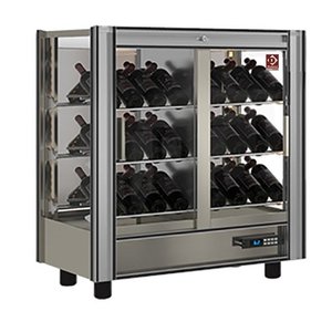 Diamond Countertop 2-Doors Wine Cooler 216 L, 42 Bottles, Modulable, from 4 °C to 16 °C, Sliding Doors, 3 Shelves, Silver