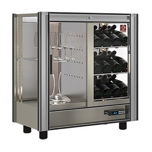Diamond Countertop 2-Doors Wine Cooler 216 L, 64 Bottles, Modulable, from 4 °C to 16 °C, Sliding Doors, Silver
