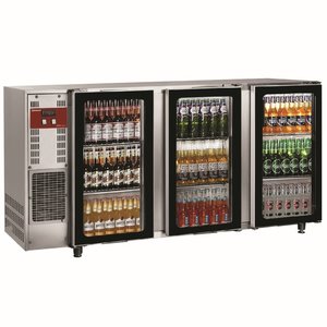 Diamond Triple Hinged Glass Doors Back Bar Cooler 579 L, from 1 °C to 8 °C, Silver Diamond Triple Hinged Glass Doors Back Bar Cooler 579 L, from 1 °C to 8 °C, Silver