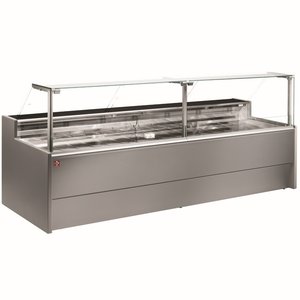 Diamond Ventilated refrigerated counter display with straight glass panel 90° with storeroom - GREY