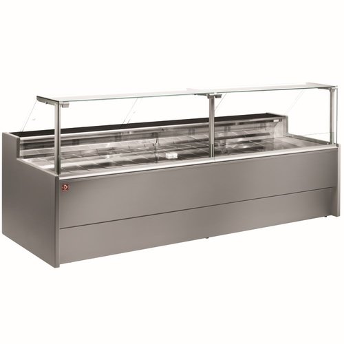 Diamond Ventilated refrigerated counter display with straight glass panel 90° with storeroom - GREY Diamond Ventilated refrigerated counter display with straight glass panel 90° with storeroom - GREY