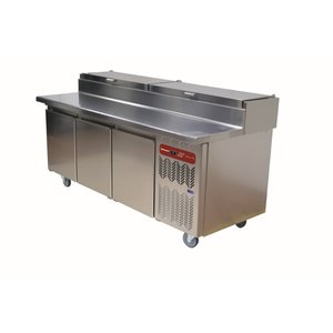 Diamond 3-doors Salad Prep Table 11x 1/3 GN with Top Unit 3x 600x400 mm, -2 °C to 10 °C, Side-Mounted Compressor