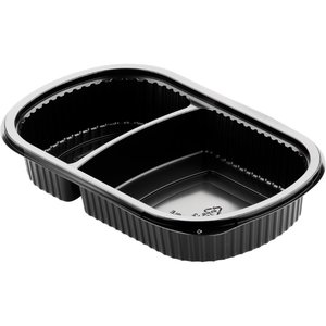 Duni Meal Box 240 x 150 x 40 mm Black 2-Comp (Pack of 250)