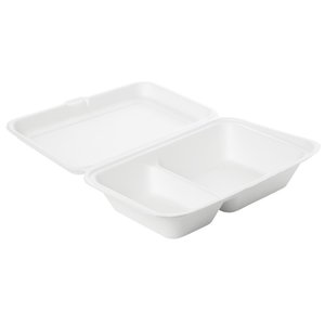 Duni Bagasse Meal Box ecoecho® 470/300 ml White 2-Comp (Pack of 250)