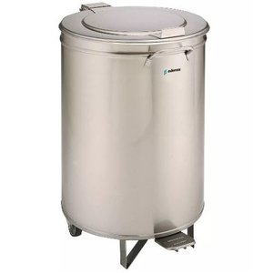 Edenox 105 L Round Stainless Steel Pedal Bin with Wheels, Lift Lid, 105 L