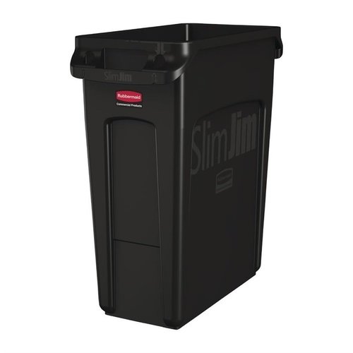 Rubbermaid 60 L Black Plastic Slim Jim Bin Rubbermaid 60 L Black Plastic Slim Jim Bin