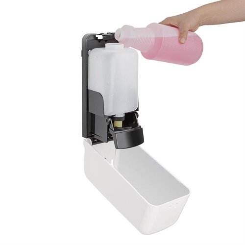 Jantex Manual Liquid Soap and Hand Sanitiser Dispenser, 1 L, White Jantex Manual Liquid Soap and Hand Sanitiser Dispenser, 1 L, White