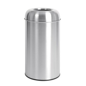 Bolero 40 L Silver Round Stainless Steel Waste Bin, Lid with Hole