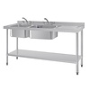 Vogue Stół z dwoma zlewami z ociekaczem po prawej stronie 1500x600 mm Vogue Stół z dwoma zlewami z ociekaczem po prawej stronie 1500x600 mm