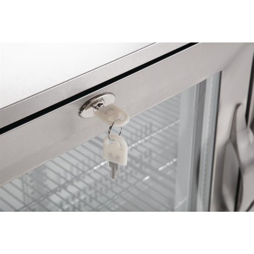 Polar Refrigeration  Chłodziarka barowa z 3 drzwiami uchylnymi od 2°C do 8°C, 330L, srebrna