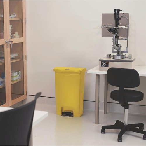 Rubbermaid Slim Jim Front Step-On Pedal Bin Yellow 50Ltr