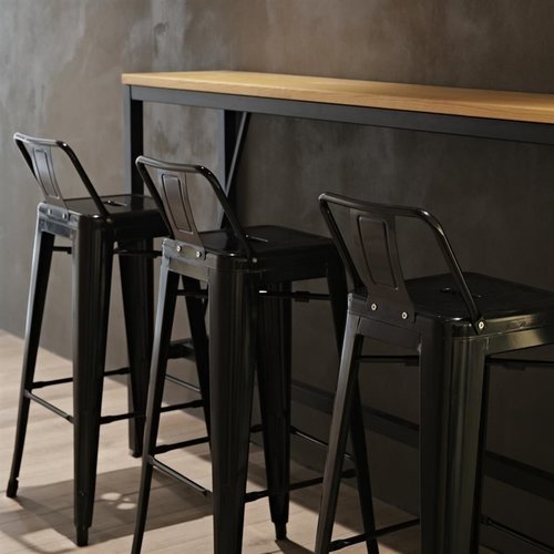 Bolero Bistro Steel High Stool With Backrest Black (Pack of 4) Bolero Bistro Steel High Stool With Backrest Black (Pack of 4)