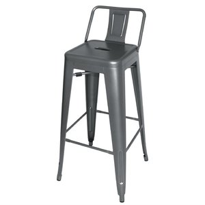 Bolero Bistro High Stool With Backrest Gun Metal (Pack of 4) Bolero Bistro High Stool With Backrest Gun Metal (Pack of 4)