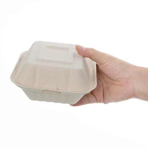 Fiesta Green Fiesta Compostable Bagasse Burger Boxes Natural Colour 152mm (Pack of 500) Fiesta Green Fiesta Compostable Bagasse Burger Boxes Natural Colour 152mm (Pack of 500)