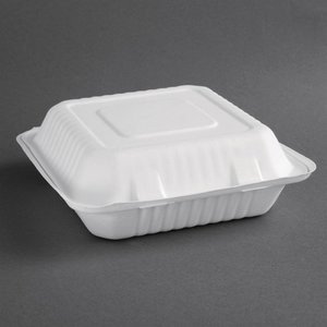 Fiesta Green Fiesta Kompostowalne pojemniki na żywność z trzciny cukrowej na zawiasach 236 mm (200 szt.) Fiesta Green Fiesta Kompostowalne pojemniki na żywność z trzciny cukrowej na zawiasach 236 mm (200 szt.)