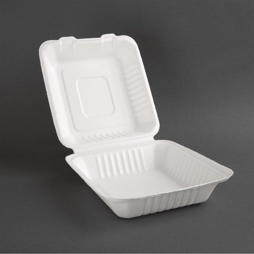 Fiesta Green Fiesta Compostable Bagasse Hinged Food Containers 223mm (Pack of 200) Fiesta Green Fiesta Compostable Bagasse Hinged Food Containers 223mm (Pack of 200)