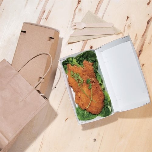 Fiesta Green Fiesta Compostable Kraft Food Boxes Large 204mm (Pack of 100) Fiesta Green Fiesta Compostable Kraft Food Boxes Large 204mm (Pack of 100)