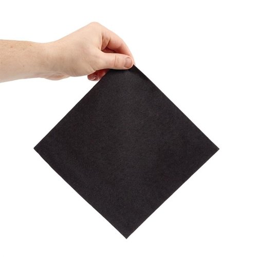 Fiesta Recyclable Dinner Napkin Black 40x40cm 2ply 1/4 Fold (Pack of 2000)