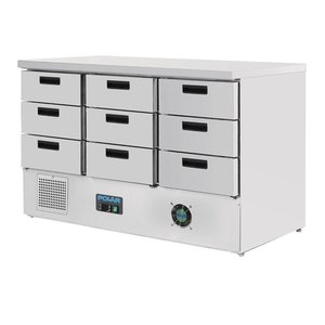 Polar Refrigeration  Stół chłodniczy 9 szuflad, 368 L, od 2 °C do 5 °C, agregat na dole Polar Refrigeration  Stół chłodniczy 9 szuflad, 368 L, od 2 °C do 5 °C, agregat na dole