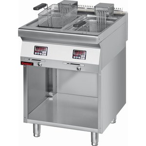 XXLselect 2-Tank Electric Fryer 2 x 8 L, 16 kW on an Open Cupboard Base XXLselect 2-Tank Electric Fryer 2 x 8 L, 16 kW on an Open Cupboard Base