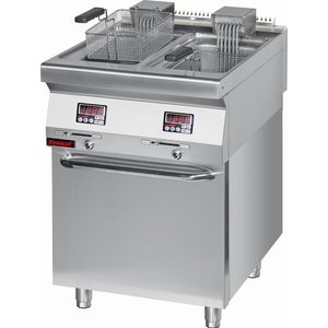 XXLselect Frytownica elektryczna 2-komorowa stacjonarna 2 x 8 L, 16 kW na podstawie szafkowej zamniętej XXLselect Frytownica elektryczna 2-komorowa stacjonarna 2 x 8 L, 16 kW na podstawie szafkowej zamniętej