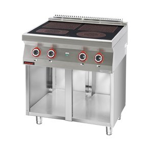 XXLselect Kuchnia ceramiczna elektryczna z 4 polami grzewczymi na podstawie szafkowej otwartej, 12,1 kW XXLselect Kuchnia ceramiczna elektryczna z 4 polami grzewczymi na podstawie szafkowej otwartej, 12,1 kW