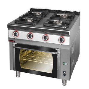 XXLselect Gas Cooker with 4 Burners and Electric Oven with Thermo-Circulation GN 2/1, 37 kW XXLselect Gas Cooker with 4 Burners and Electric Oven with Thermo-Circulation GN 2/1, 37 kW