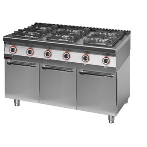 XXLselect Gas Cooker with 6 Burners on a Cupboard Base, 42 kW XXLselect Gas Cooker with 6 Burners on a Cupboard Base, 42 kW