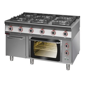 XXLselect Gas Cooker with 6 Burners, CupBoard and Electric Oven with Thermo-Circulation GN 2/1, 49 kW XXLselect Gas Cooker with 6 Burners, CupBoard and Electric Oven with Thermo-Circulation GN 2/1, 49 kW