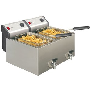 Neumarker 2-Tank Countertop Electric Fryer 2 x 8 L, 2x 3,3 kW with Drain Tap