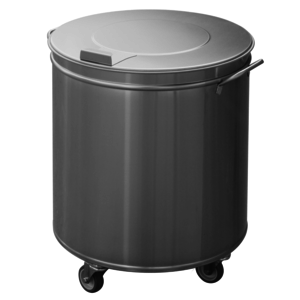 RedFox 50 L Round Stainless Steel Mobile Waste Bin, Lift Lid