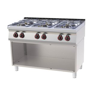 RedFox Gas Cooker with 6 Burners and Open Cupboard, 39 kW RedFox Gas Cooker with 6 Burners and Open Cupboard, 39 kW