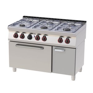 RedFox Gas Cooker with 6 Burners, Cupboard with Doors and Electric Oven GN 2/1, 31 kW RedFox Gas Cooker with 6 Burners, Cupboard with Doors and Electric Oven GN 2/1, 31 kW